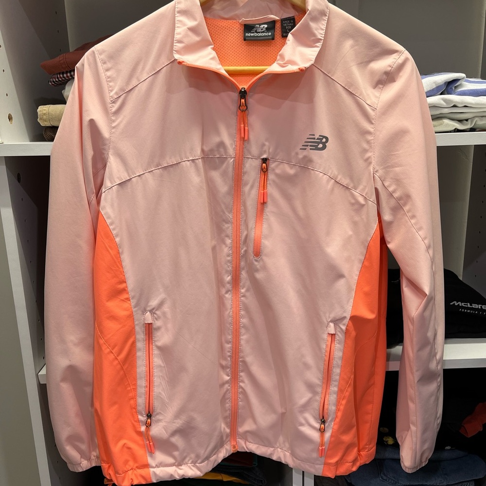 New Balance Run Light Pack Neon Orange Windbreaker Rain Jacket